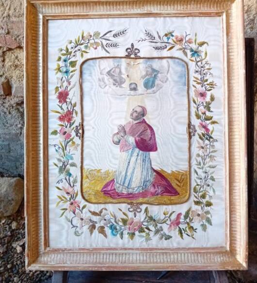 Ricamo rappresentante San Carlo di Borromeo
